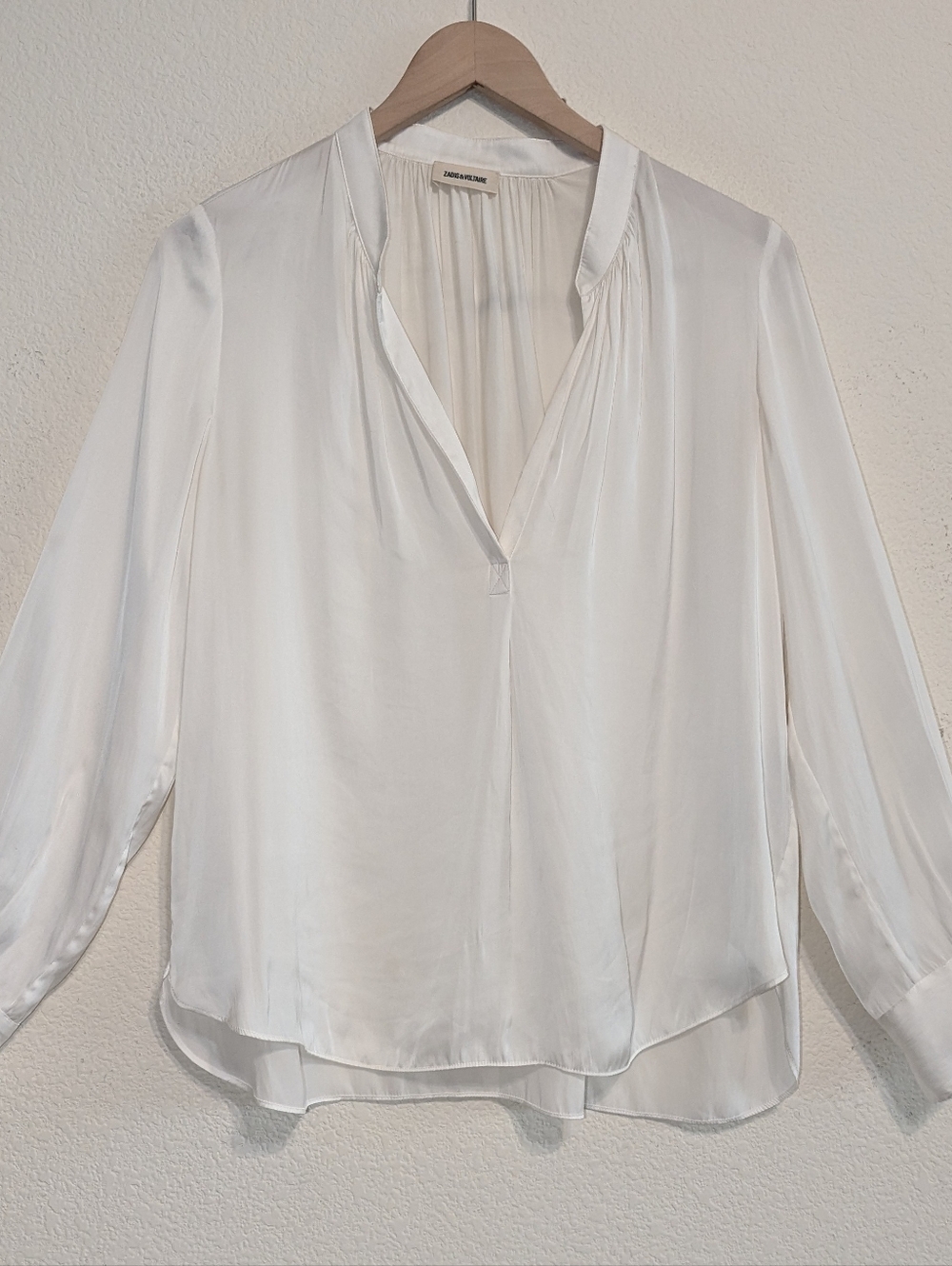 Zadig & Voltaire Tink Satin Tunic Blouse in ivory Size Medium Retail: $298